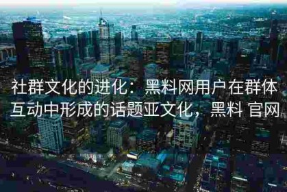 社群文化的进化：黑料网用户在群体互动中形成的话题亚文化，黑料 官网