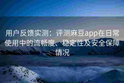 用户反馈实测：评测麻豆app在日常使用中的流畅度、稳定性及安全保障情况