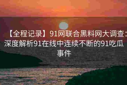【全程记录】91网联合黑料网大调查：深度解析91在线中连续不断的91吃瓜事件
