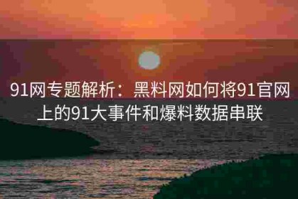 91网专题解析：黑料网如何将91官网上的91大事件和爆料数据串联