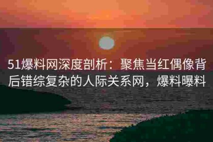 51爆料网深度剖析：聚焦当红偶像背后错综复杂的人际关系网，爆料曝料