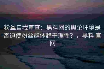 粉丝自我审查：黑料网的舆论环境是否迫使粉丝群体趋于理性？，黑料 官网