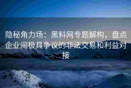 隐秘角力场：黑料网专题解构，盘点企业间极具争议的非法交易和利益对接
