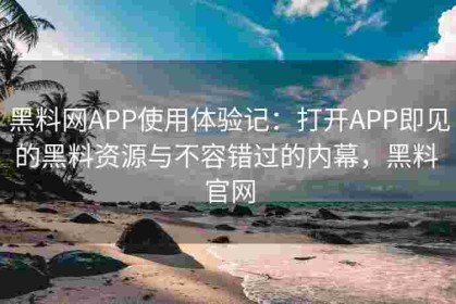 黑料网APP使用体验记：打开APP即见的黑料资源与不容错过的内幕，黑料 官网