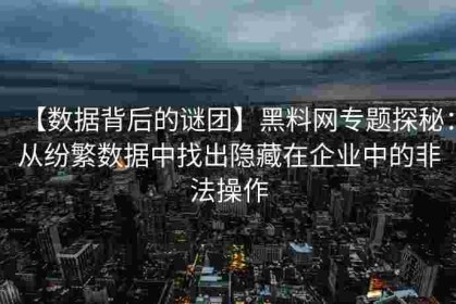 【数据背后的谜团】黑料网专题探秘：从纷繁数据中找出隐藏在企业中的非法操作