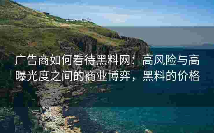 广告商如何看待黑料网：高风险与高曝光度之间的商业博弈，黑料的价格