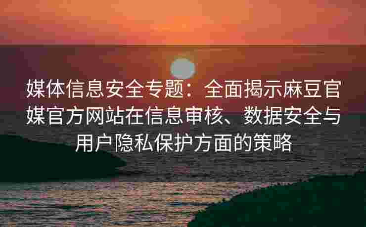 媒体信息安全专题：全面揭示麻豆官媒官方网站在信息审核、数据安全与用户隐私保护方面的策略