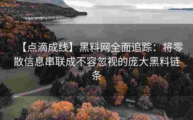 【点滴成线】黑料网全面追踪：将零散信息串联成不容忽视的庞大黑料链条