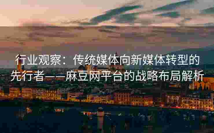 行业观察：传统媒体向新媒体转型的先行者——麻豆网平台的战略布局解析
