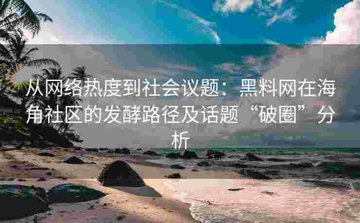 从网络热度到社会议题：黑料网在海角社区的发酵路径及话题“破圈”分析