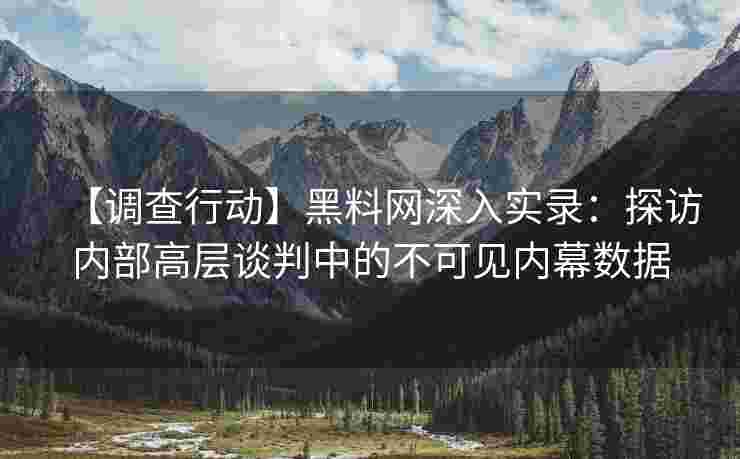 【调查行动】黑料网深入实录：探访内部高层谈判中的不可见内幕数据