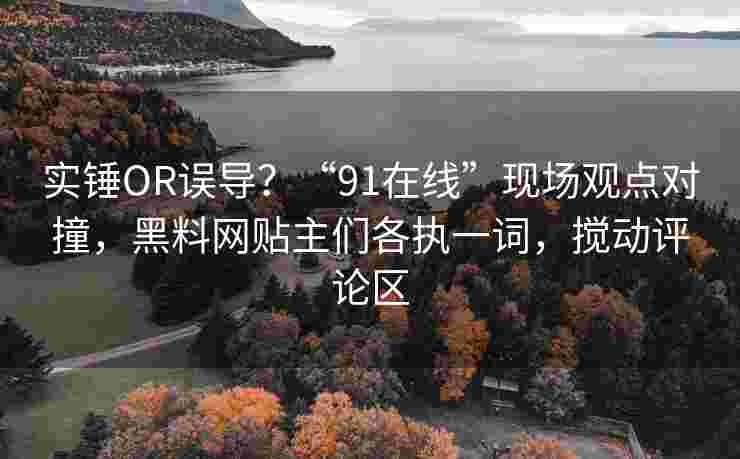 实锤OR误导？“91在线”现场观点对撞，黑料网贴主们各执一词，搅动评论区