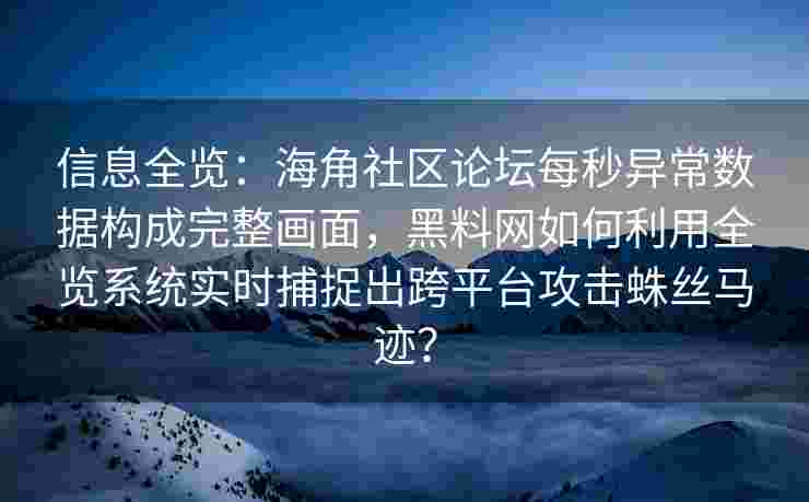 信息全览：海角社区论坛每秒异常数据构成完整画面，黑料网如何利用全览系统实时捕捉出跨平台攻击蛛丝马迹？