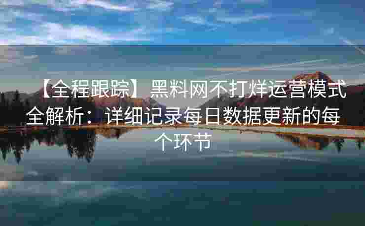 【全程跟踪】黑料网不打烊运营模式全解析：详细记录每日数据更新的每个环节
