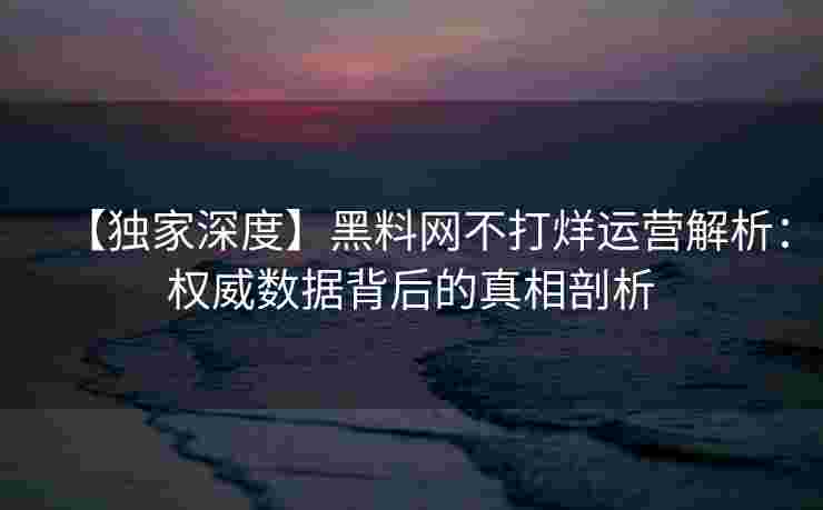 【独家深度】黑料网不打烊运营解析：权威数据背后的真相剖析