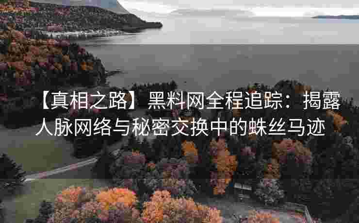 【真相之路】黑料网全程追踪：揭露人脉网络与秘密交换中的蛛丝马迹