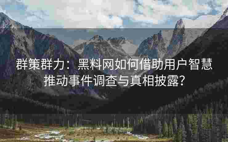 群策群力：黑料网如何借助用户智慧推动事件调查与真相披露？